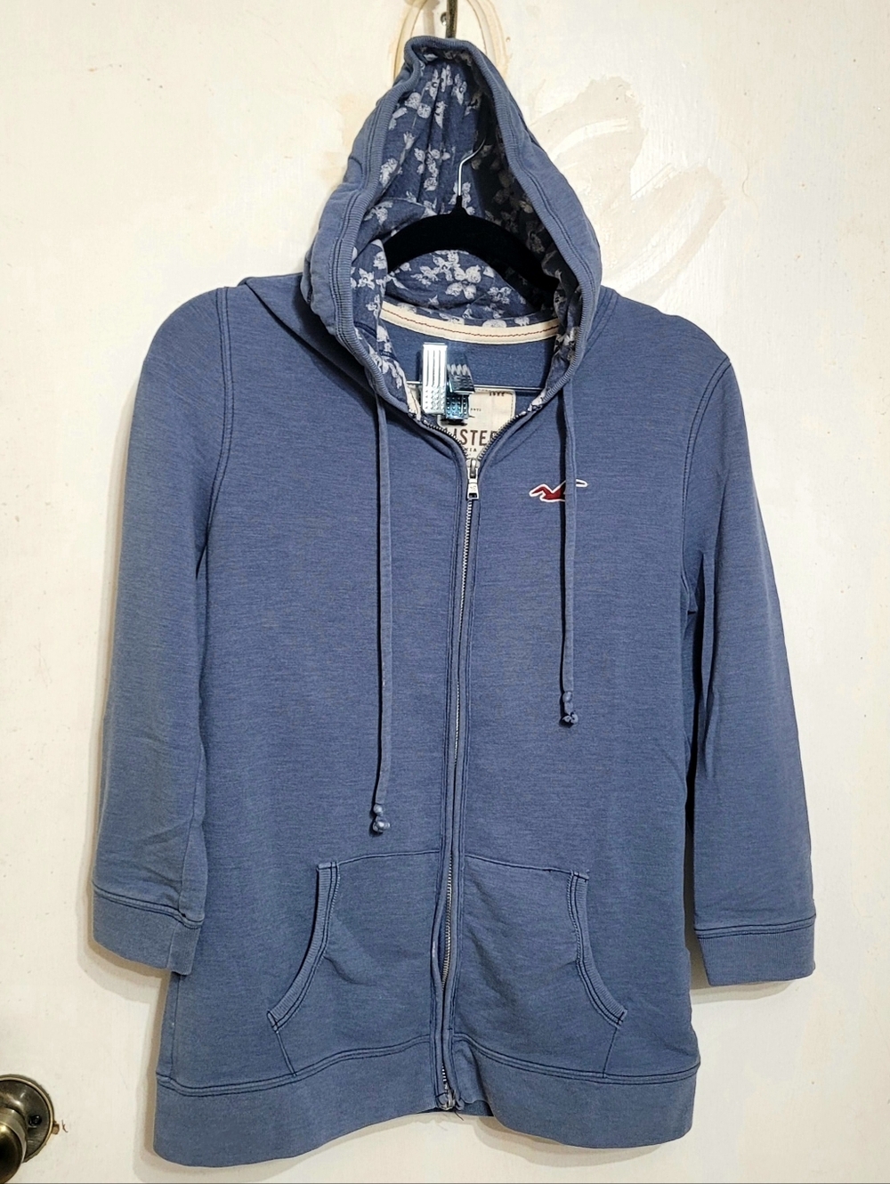 Hollister Blue Zip-Up Hoodie Sweatshirt 2000s Vintage Y2K